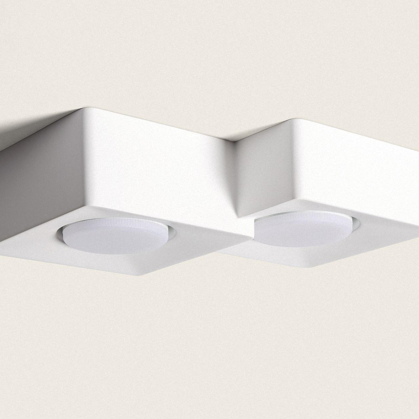 Plafonnier LED en Plâtre 2 Spots, 9W, IP20, Installation en Saillie