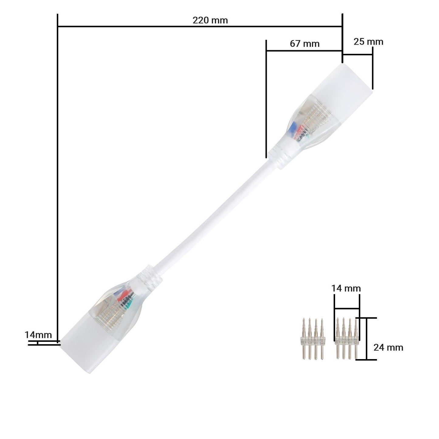 Connecteur Gaine Néon LED Flexible 11W/m 220V IP67 RGB Semi-circulaire