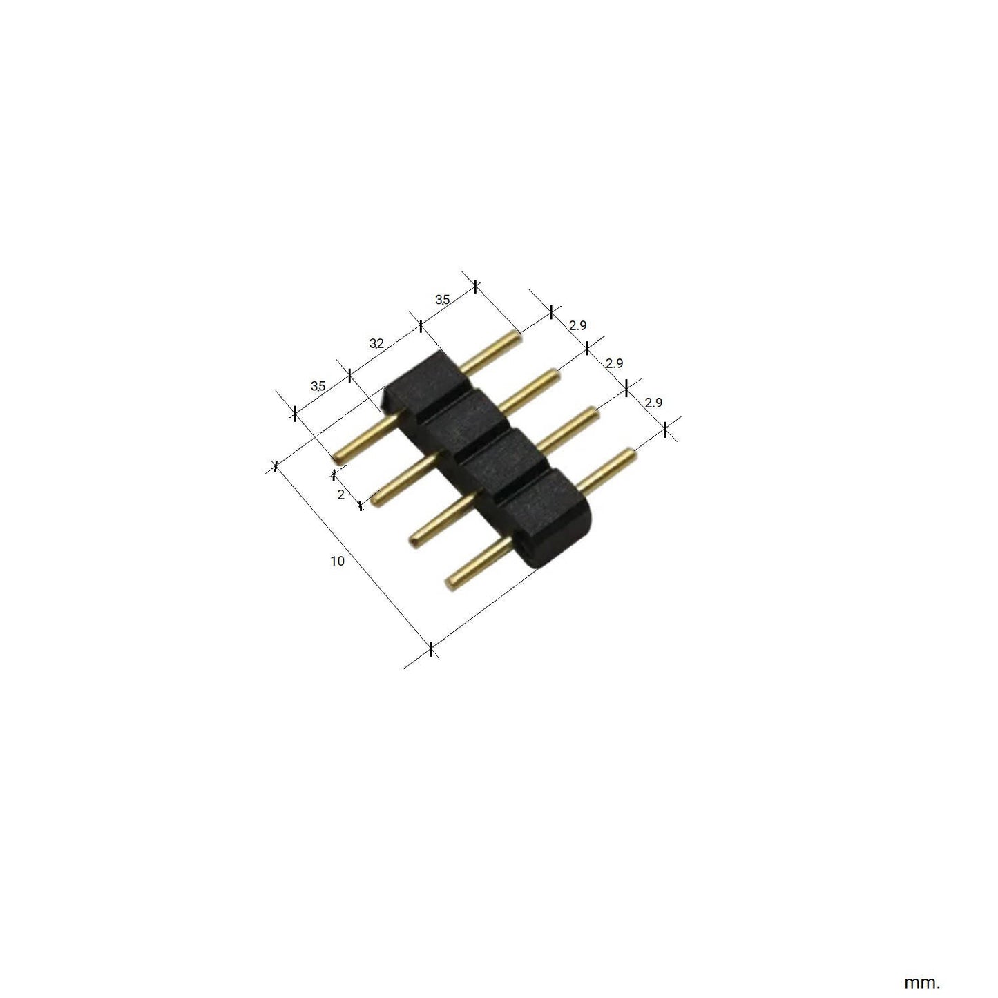 Connecteur 4 PIN pour Ruban LED RGB, 12/24V DC, IP20, Usage Intérieur