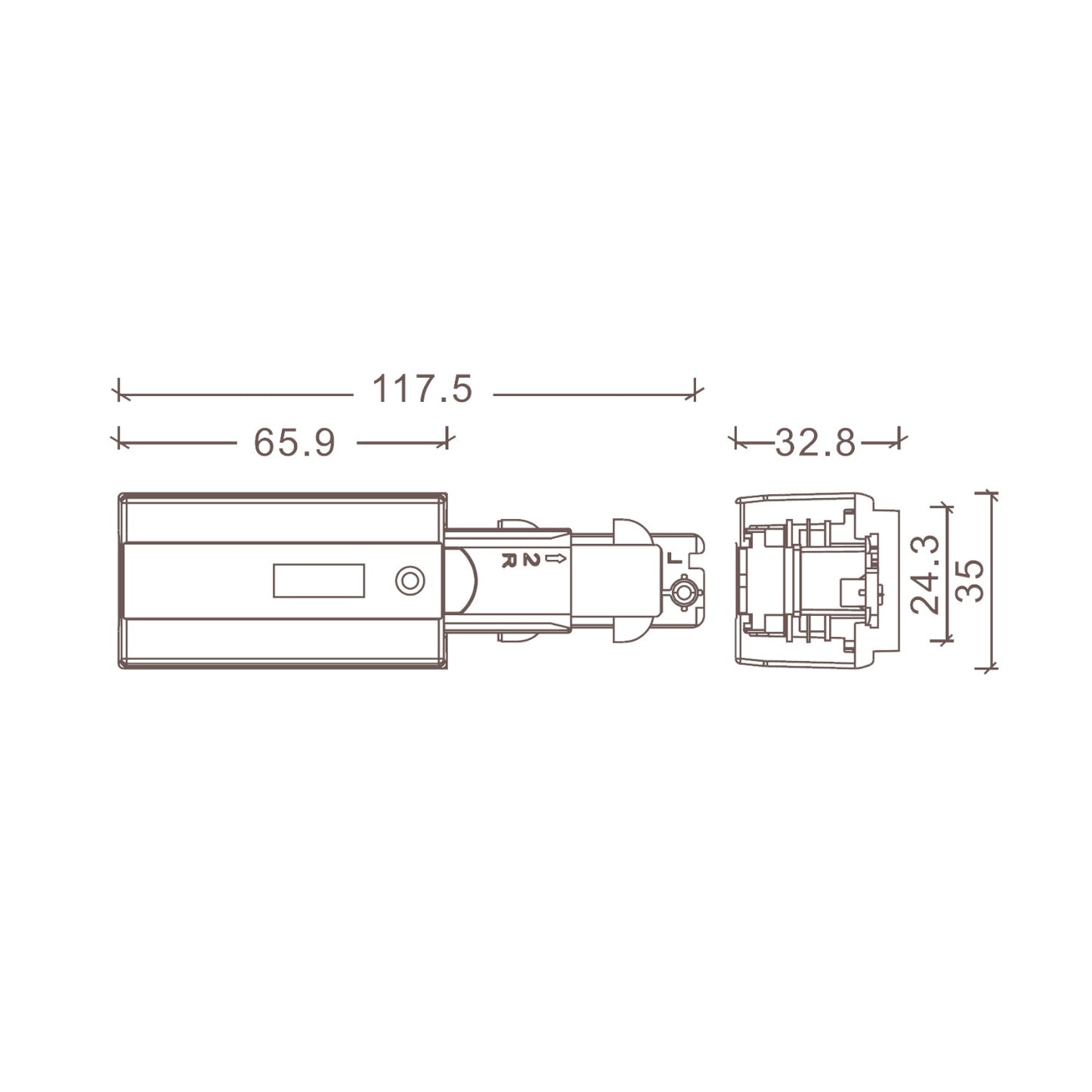 Connecteur Left Side pour Rail Triphasé DALI, IP20, Intérieur