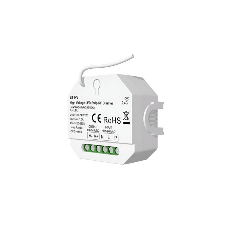 Contrôleur Variateur pour Ruban LED 360W IP20 avec Télécommande et Bouton Poussoir