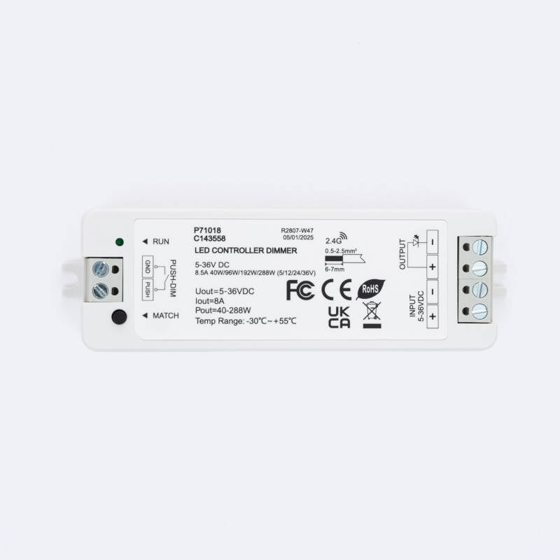 Contrôleur Variateur pour Ruban LED 288W IP20 Dimmable avec Connectivité RF