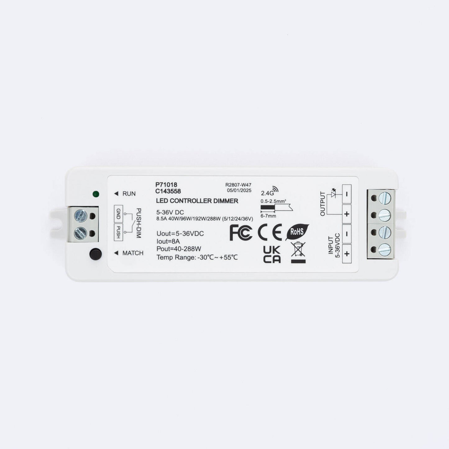 Contrôleur Variateur pour Ruban LED 288W IP20 Dimmable avec Connectivité RF