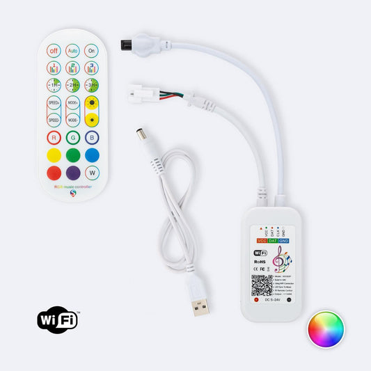 Contrôleur Variateur WiFi pour Ruban LED RGB, IP20, Télécommande IR, 5-24V