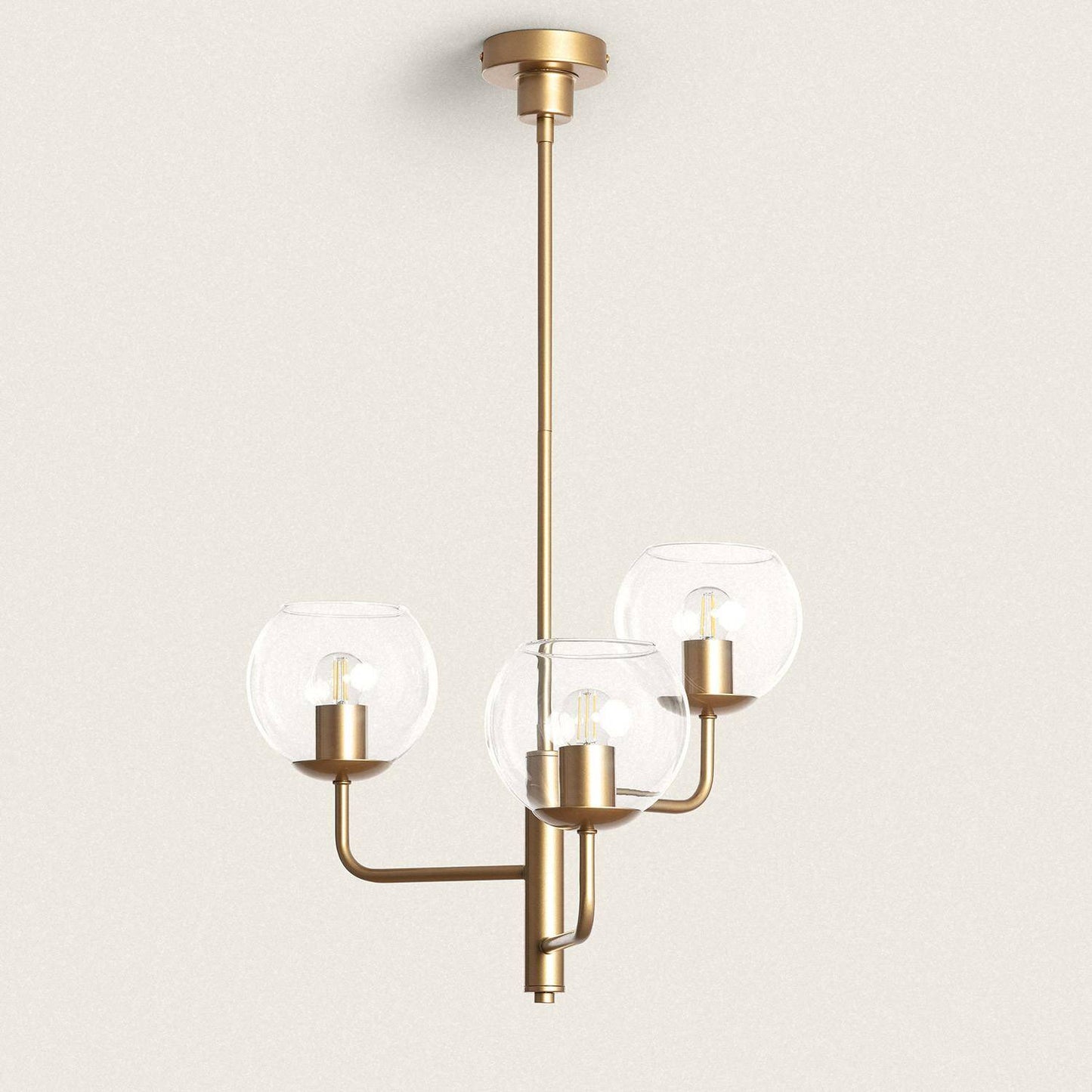 Suspension LED Tribubble 60W IP20, Doré, Installation Facile