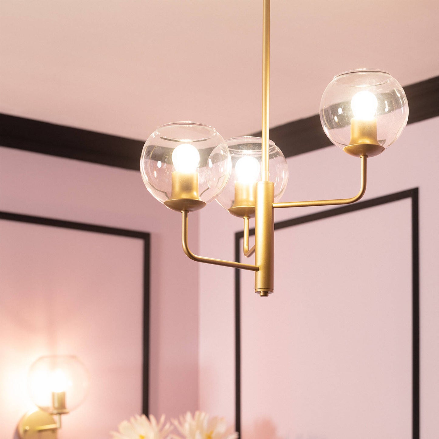 Suspension LED Tribubble 60W IP20, Doré, Installation Facile