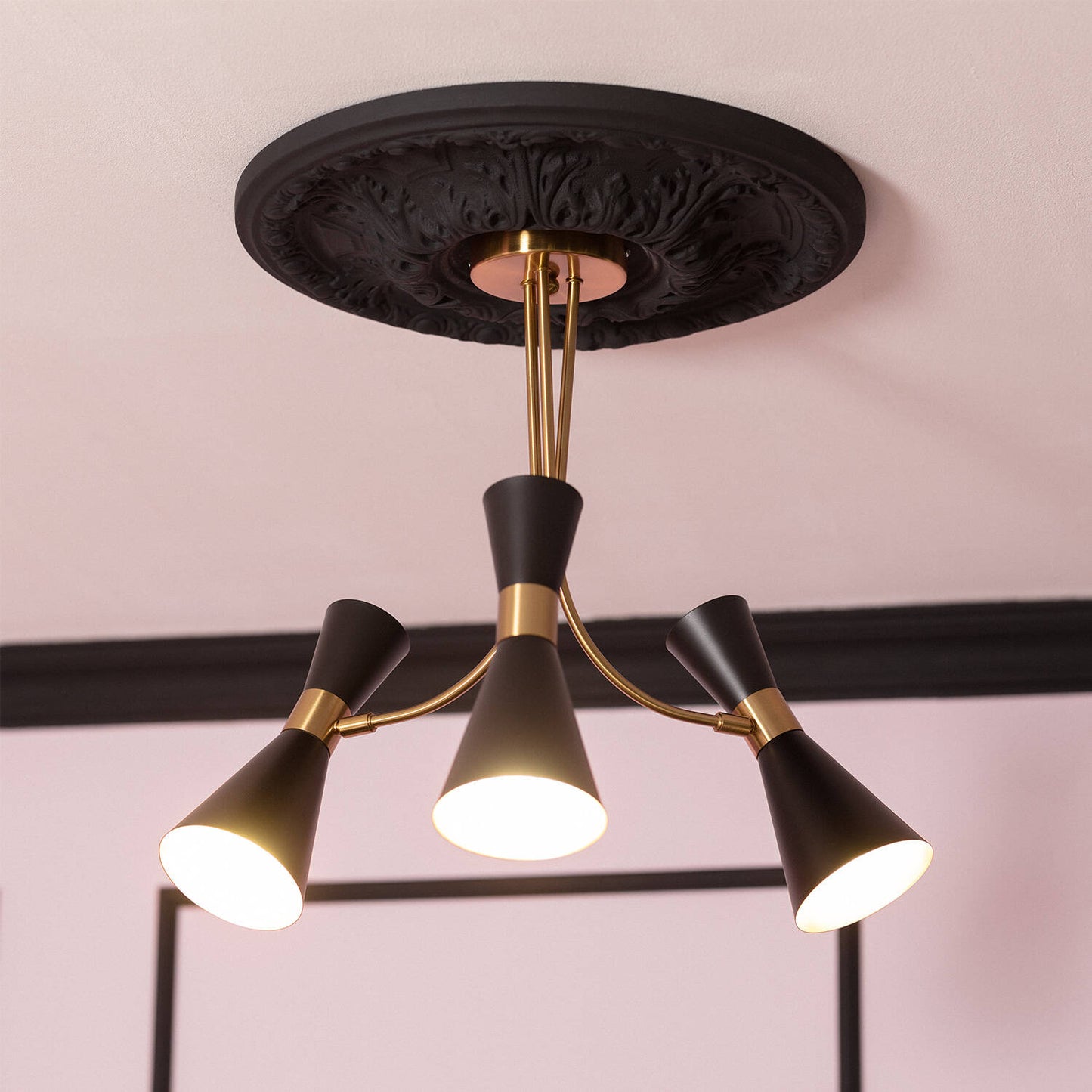 Plafonnier LED 6 Spots Noir, IP20, 20W, Installation en Saillie