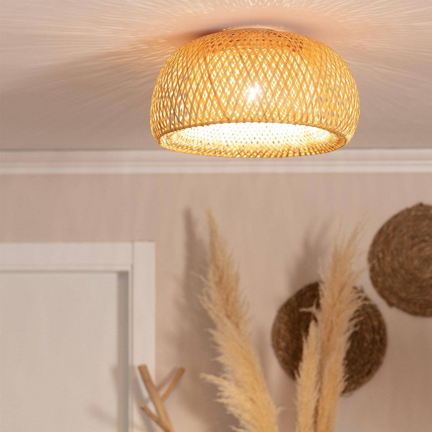 Plafonnier en Bambou E27 40W IP20 pour Intérieur
