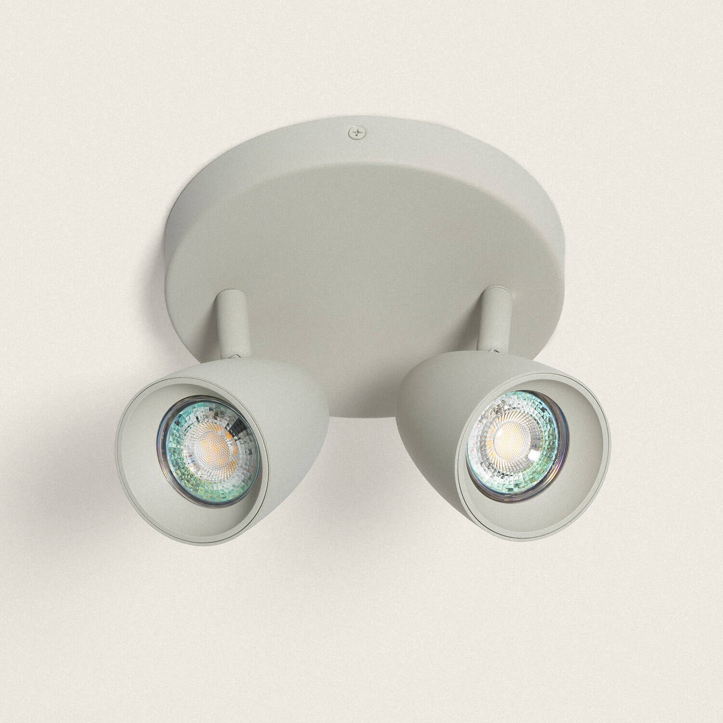 Plafonnier Rond Orientable 2 Spots GU10, Aluminium, IP20
