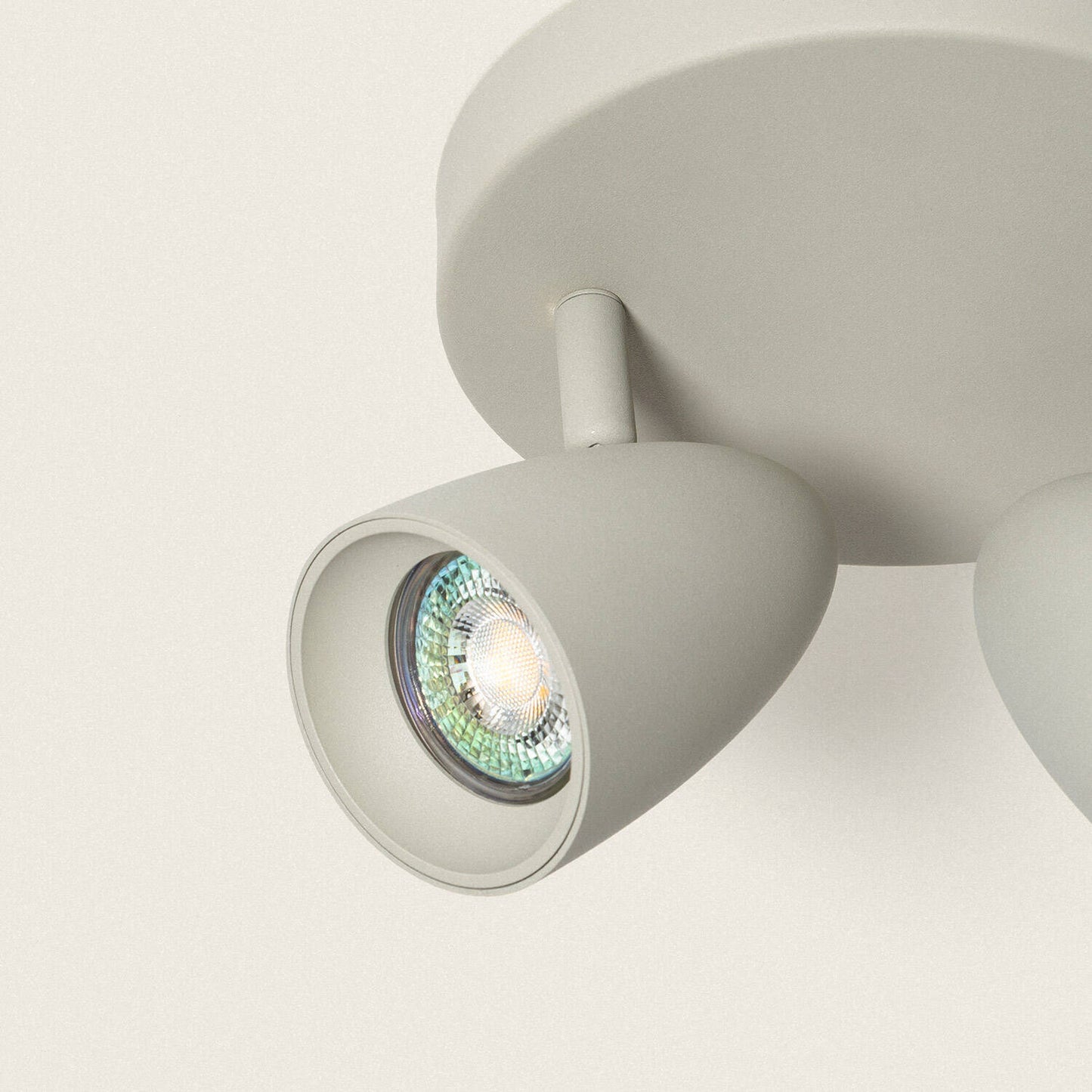 Plafonnier Rond Orientable 2 Spots GU10, Aluminium, IP20