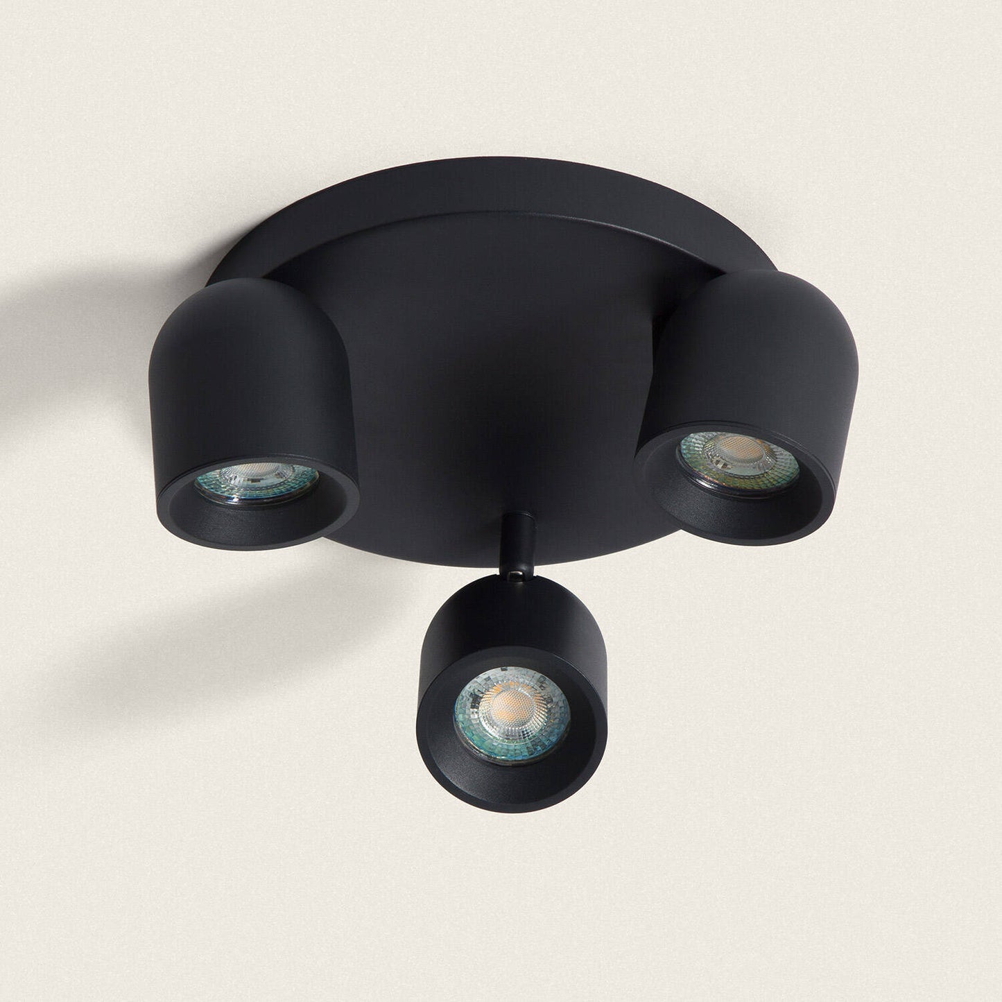 Plafonnier LED Rond Orientable 3 Spots 15W IP20 Noir