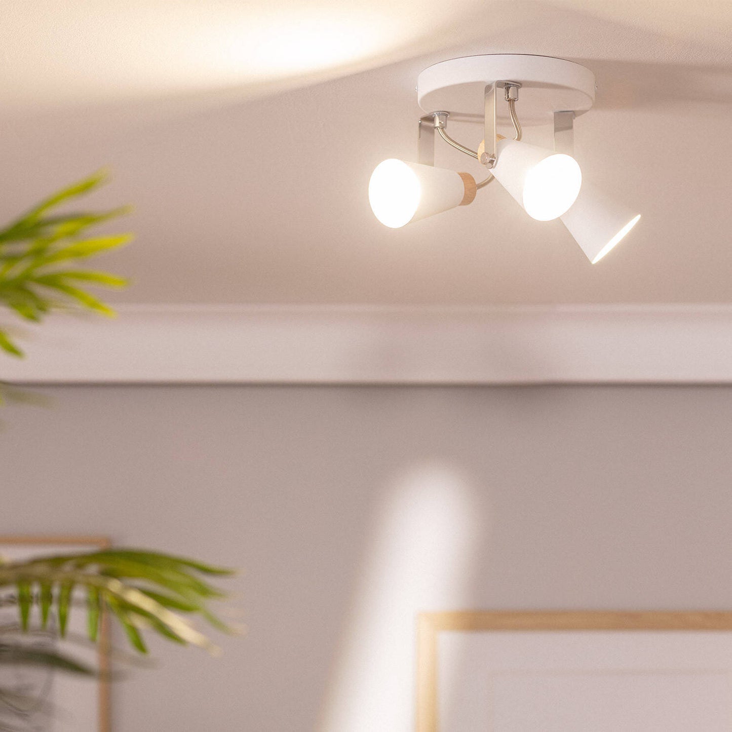 Plafonnier LED Mara 3 Spots Orientable en Acier et Bois, IP20, 12W