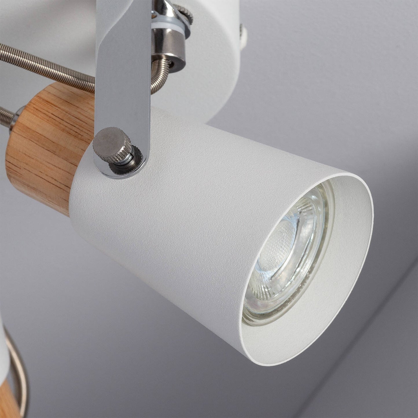 Plafonnier LED Mara 3 Spots Orientable en Acier et Bois, IP20, 12W