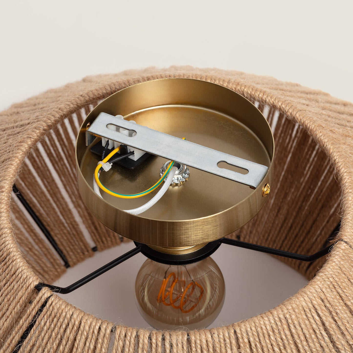 Plafonnier en Corde Naturelle E27, 20W, IP20, Installation en Saillie