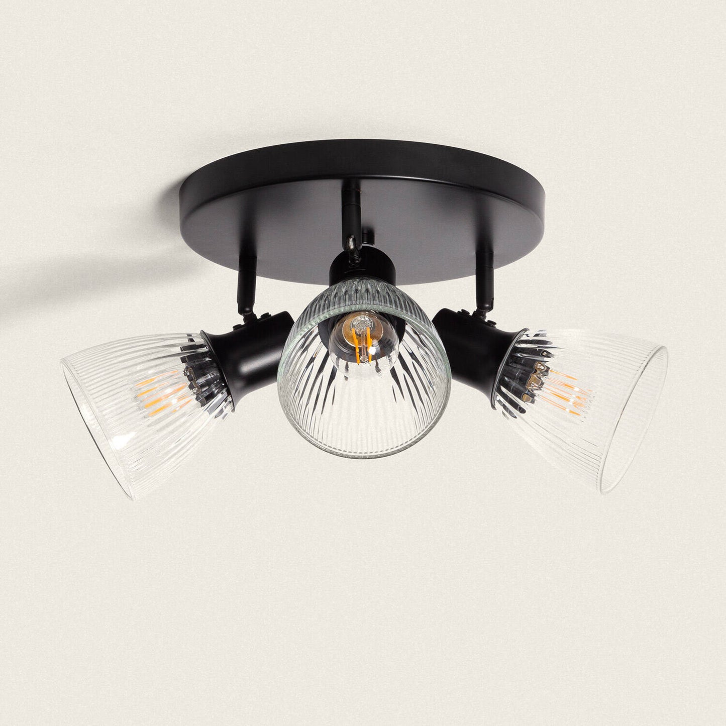 Plafonnier 3 Spots Orientables Métal et Verre, IP20, 20W