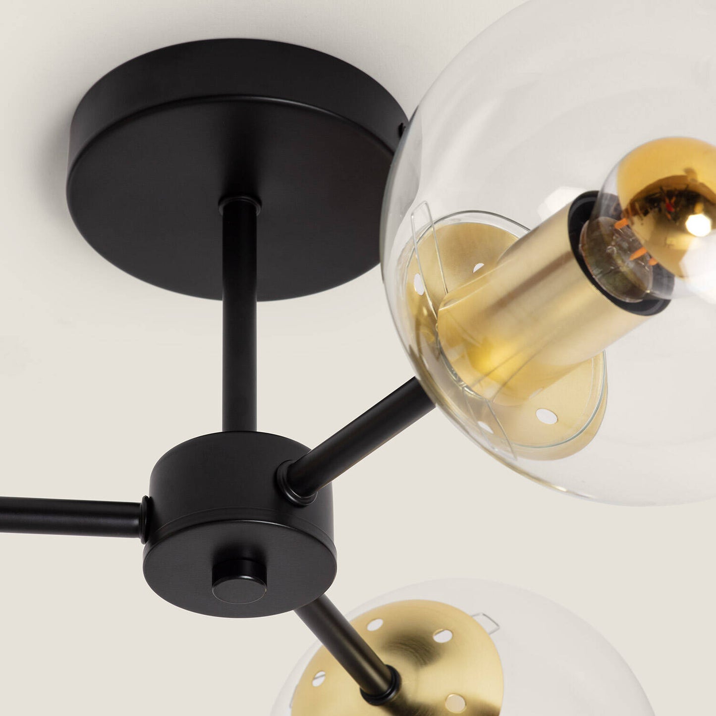 Plafonnier 3 Spots en Métal et Verre, IP20, 20W, Installation en Saillie