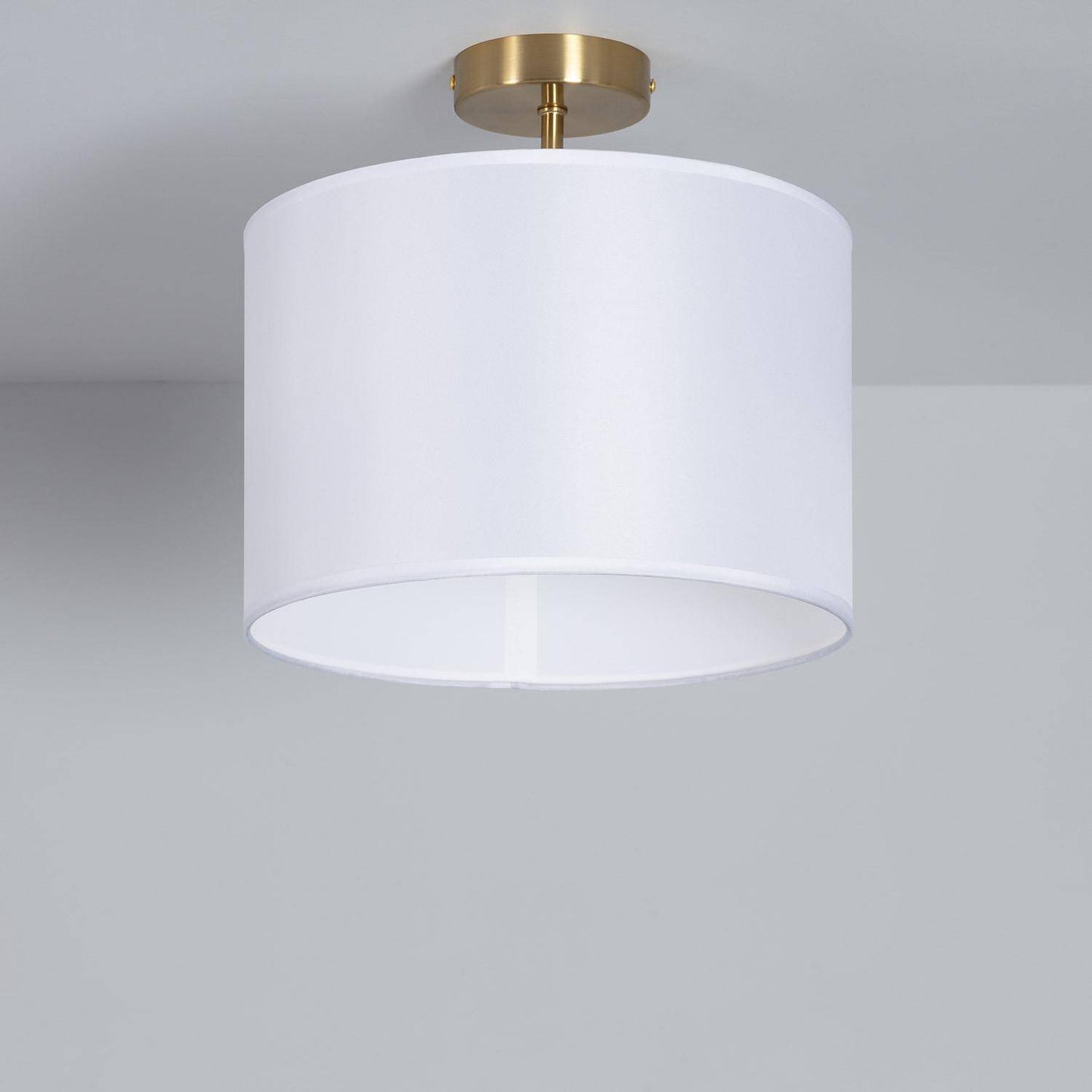 Plafonnier en Métal et Tissu Blanc, IP20, 20W, Installation en Saillie
