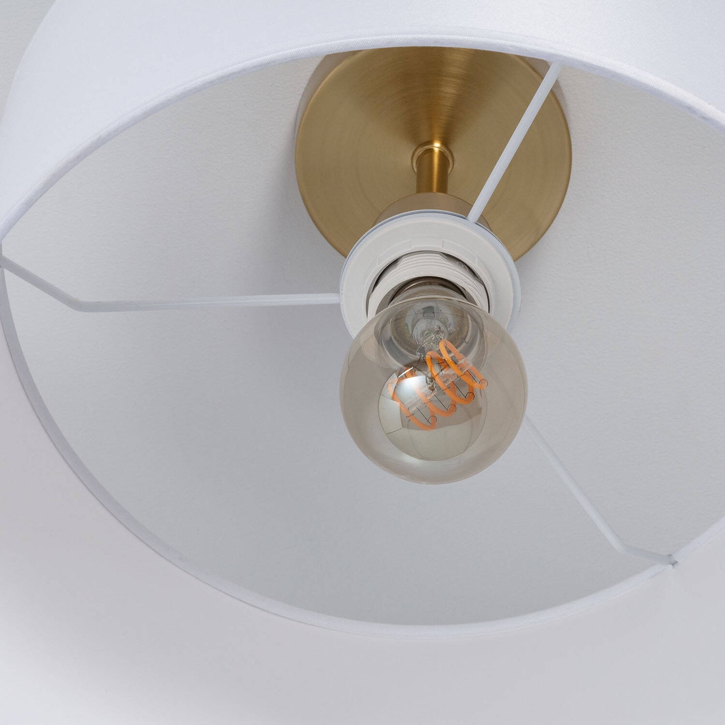 Plafonnier en Métal et Tissu Blanc, IP20, 20W, Installation en Saillie