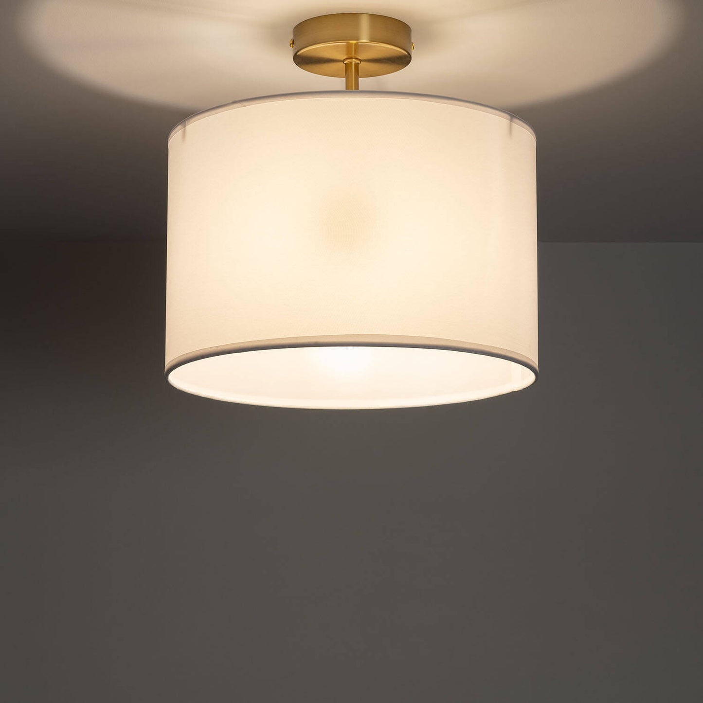 Plafonnier en Métal et Tissu Blanc, IP20, 20W, Installation en Saillie