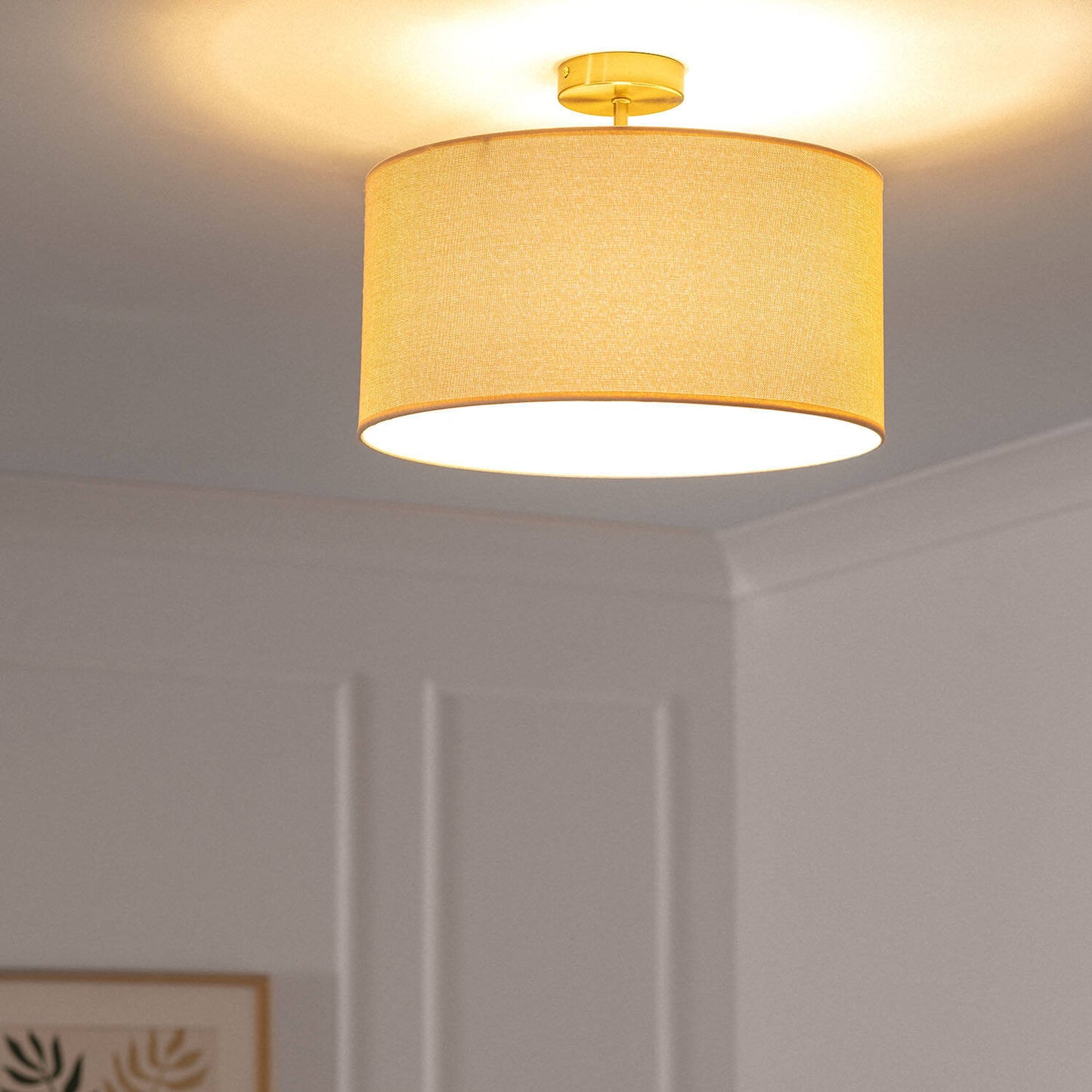 Plafonnier Textile Beige 20W IP20 pour Intérieur