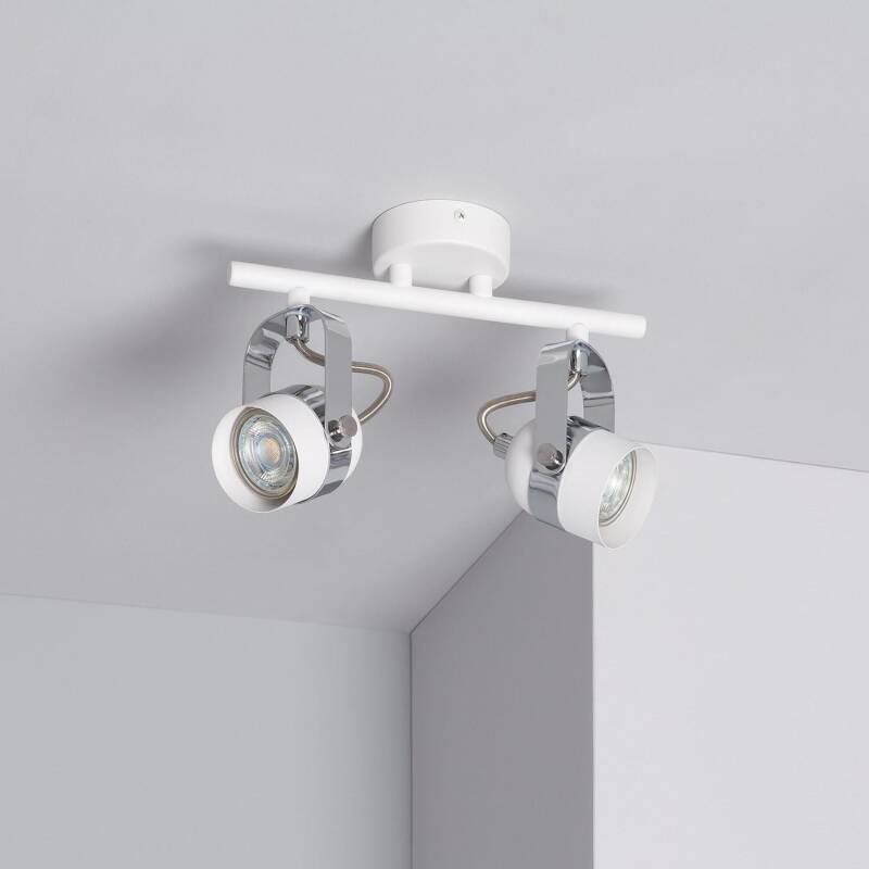 Plafonnier LED Orientable 2 Spots Aluminium Blanc IP20 12W