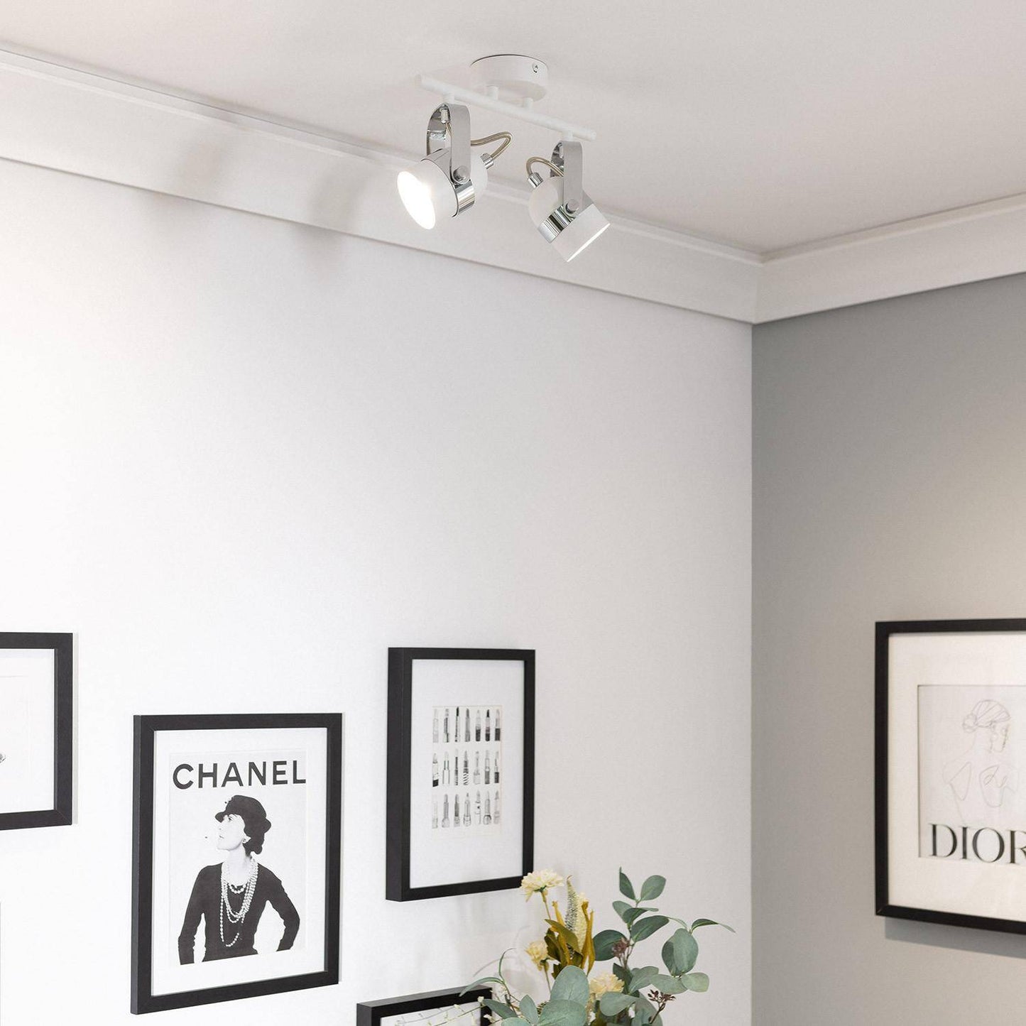 Plafonnier LED Orientable 2 Spots Aluminium Blanc IP20 12W