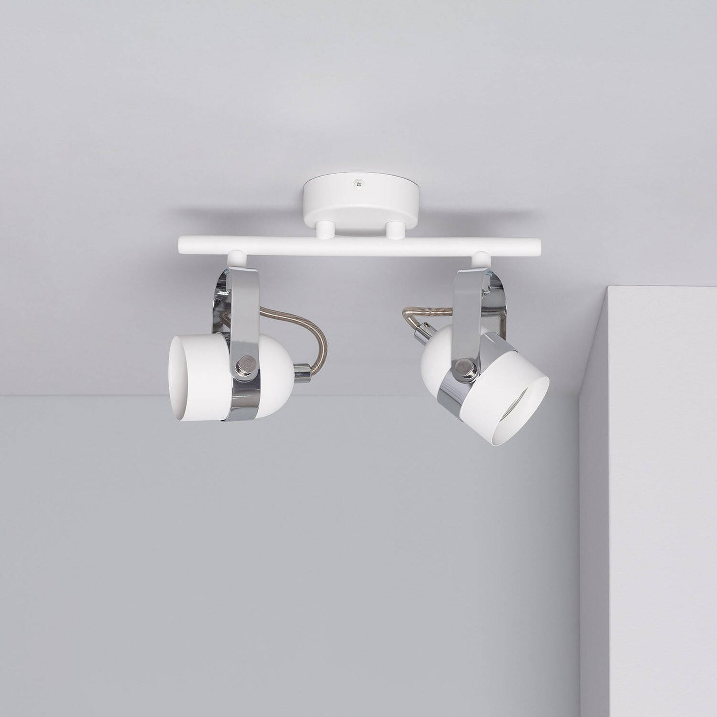 Plafonnier LED Orientable 2 Spots Aluminium Blanc IP20 12W