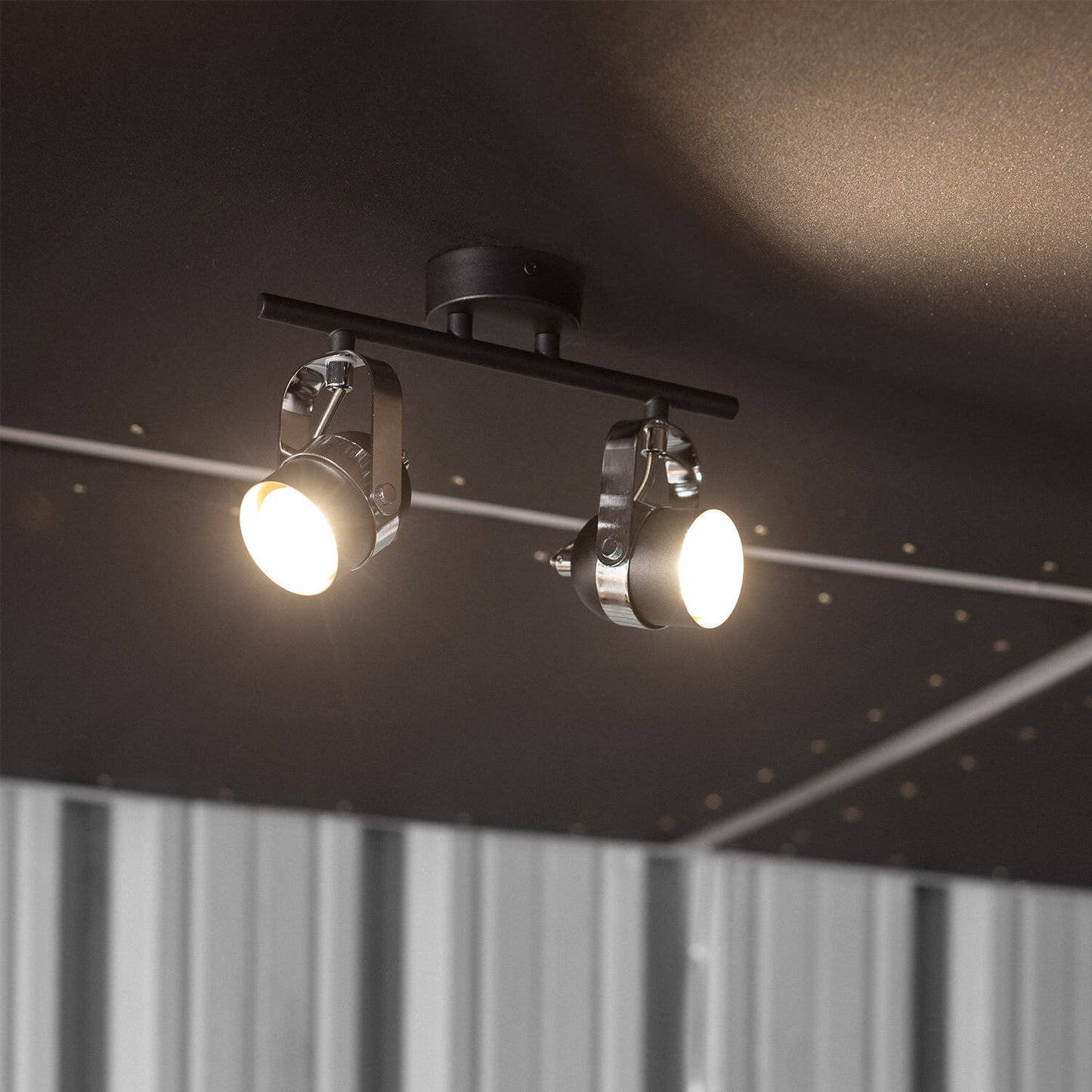 Plafonnier Orientable 2 Spots GU10 en Aluminium Noir, IP20