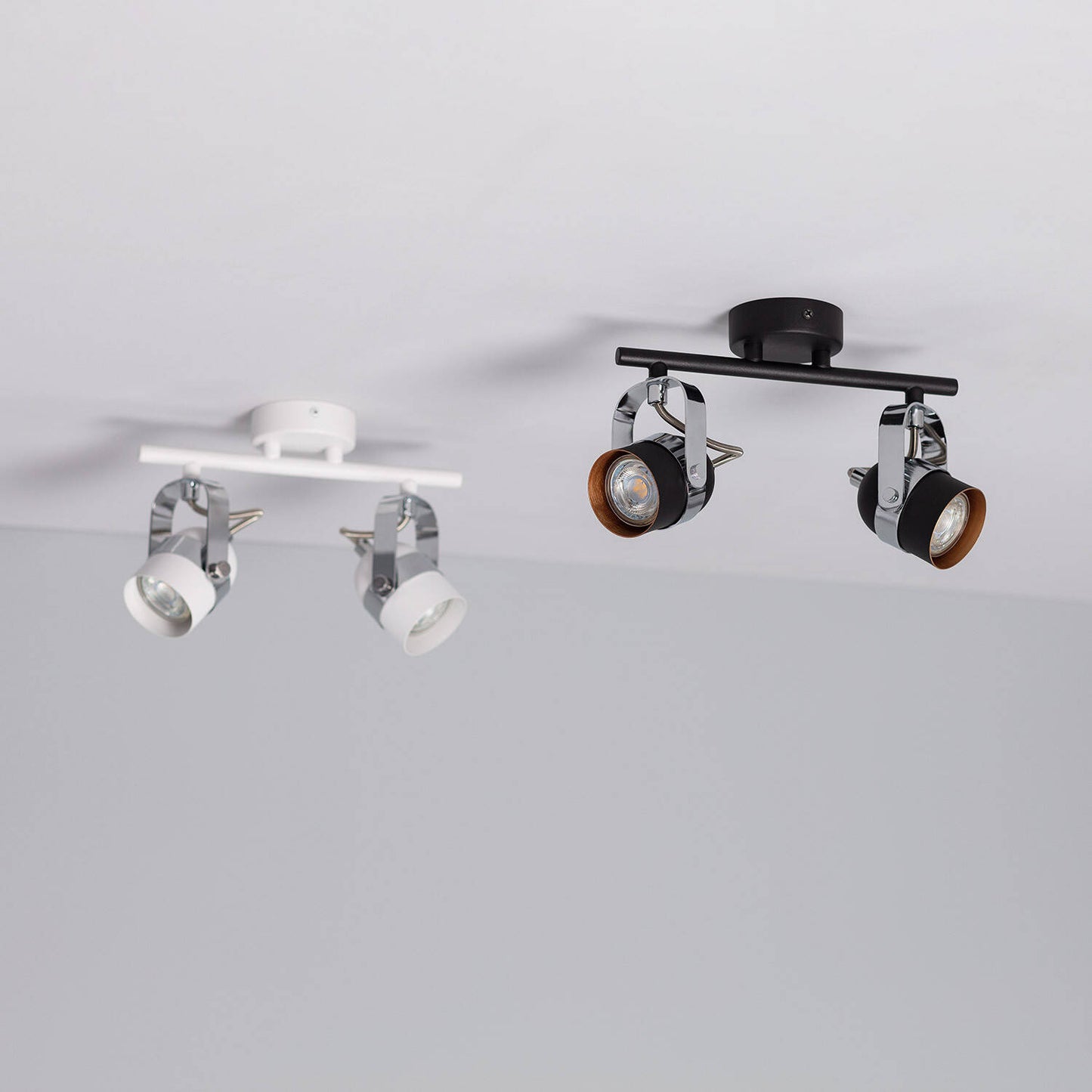 Plafonnier Orientable 2 Spots GU10 en Aluminium Noir, IP20