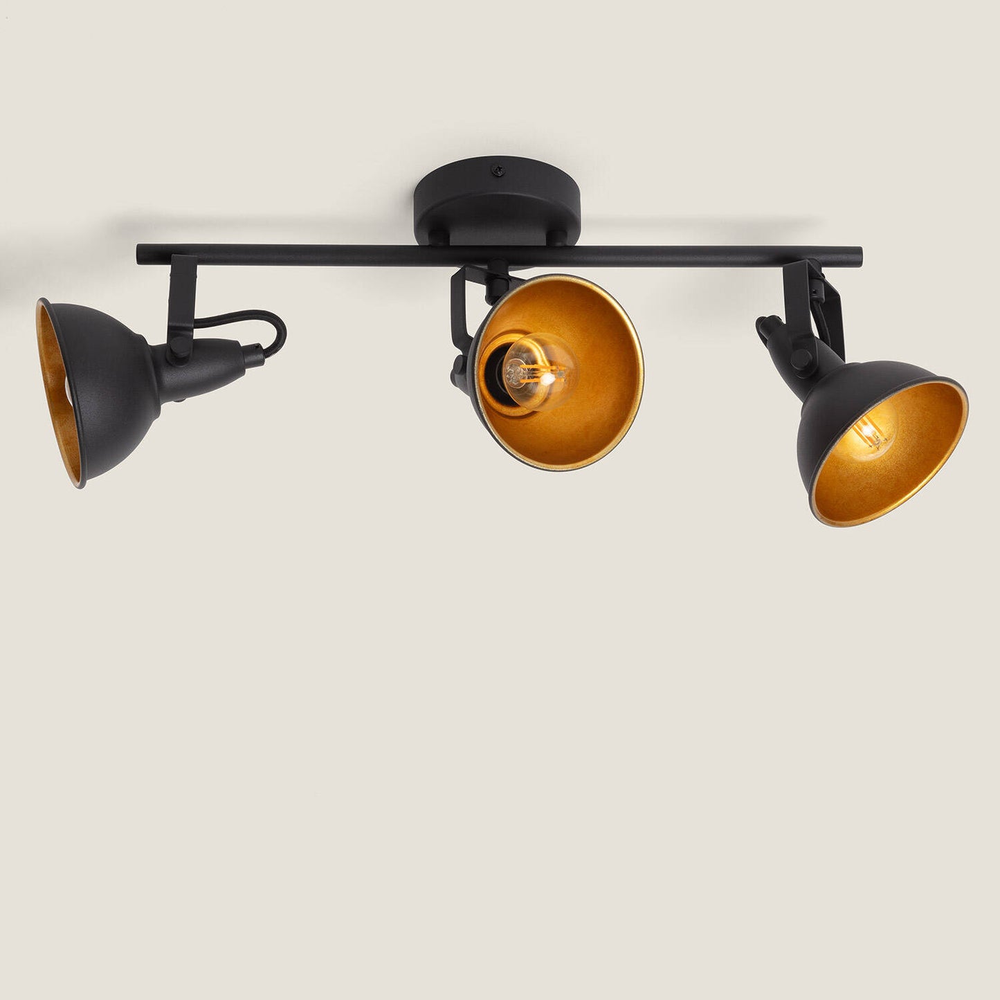 Plafonnier Orientable 3 Spots, 20W Max, IP20, Aluminium Noir