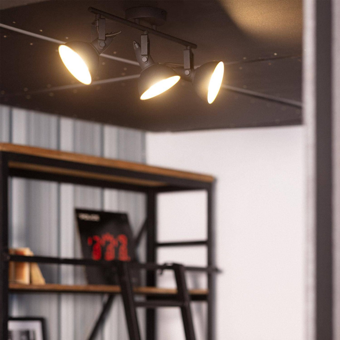 Plafonnier Orientable 3 Spots, 20W Max, IP20, Aluminium Noir