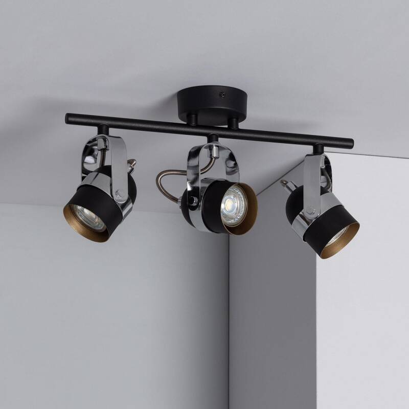 Plafonnier LED Orientable 3 Spots 12W IP20 Noir