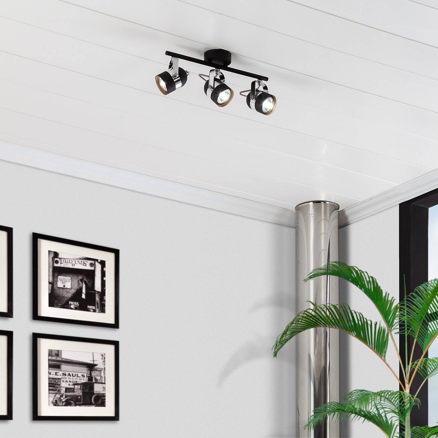 Plafonnier LED Orientable 3 Spots 12W IP20 Noir