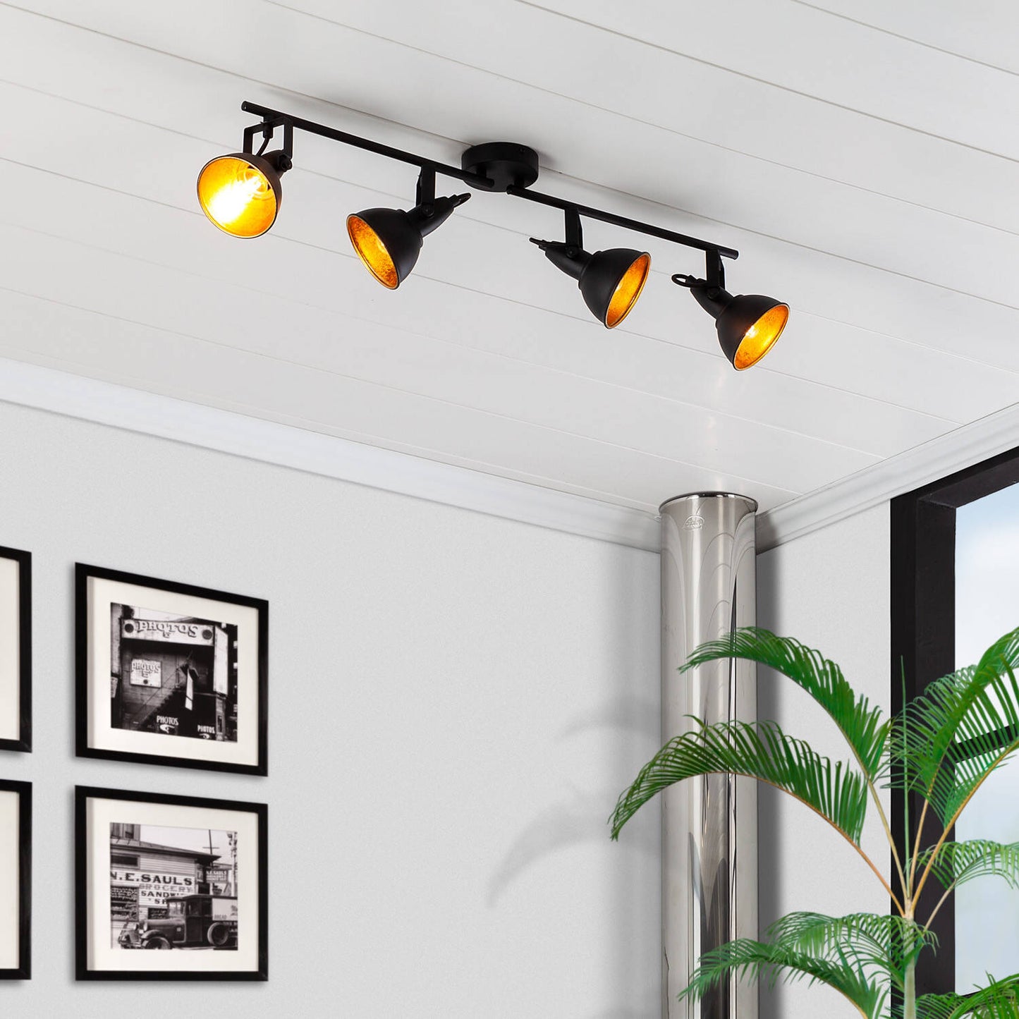 Plafonnier Orientable 4 Spots 20W IP20 Noir