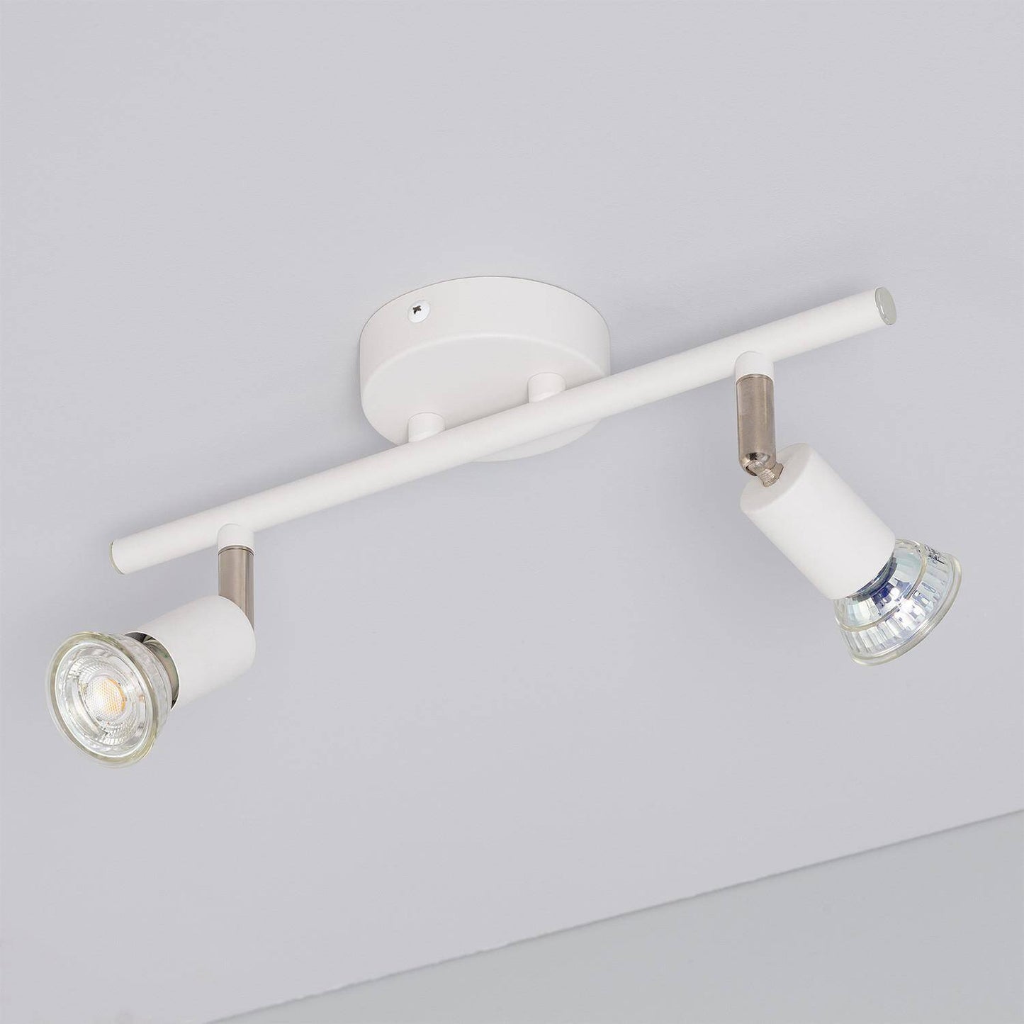 Plafonnier Orientable 2 Spots Aluminium Blanc, IP20, 50W