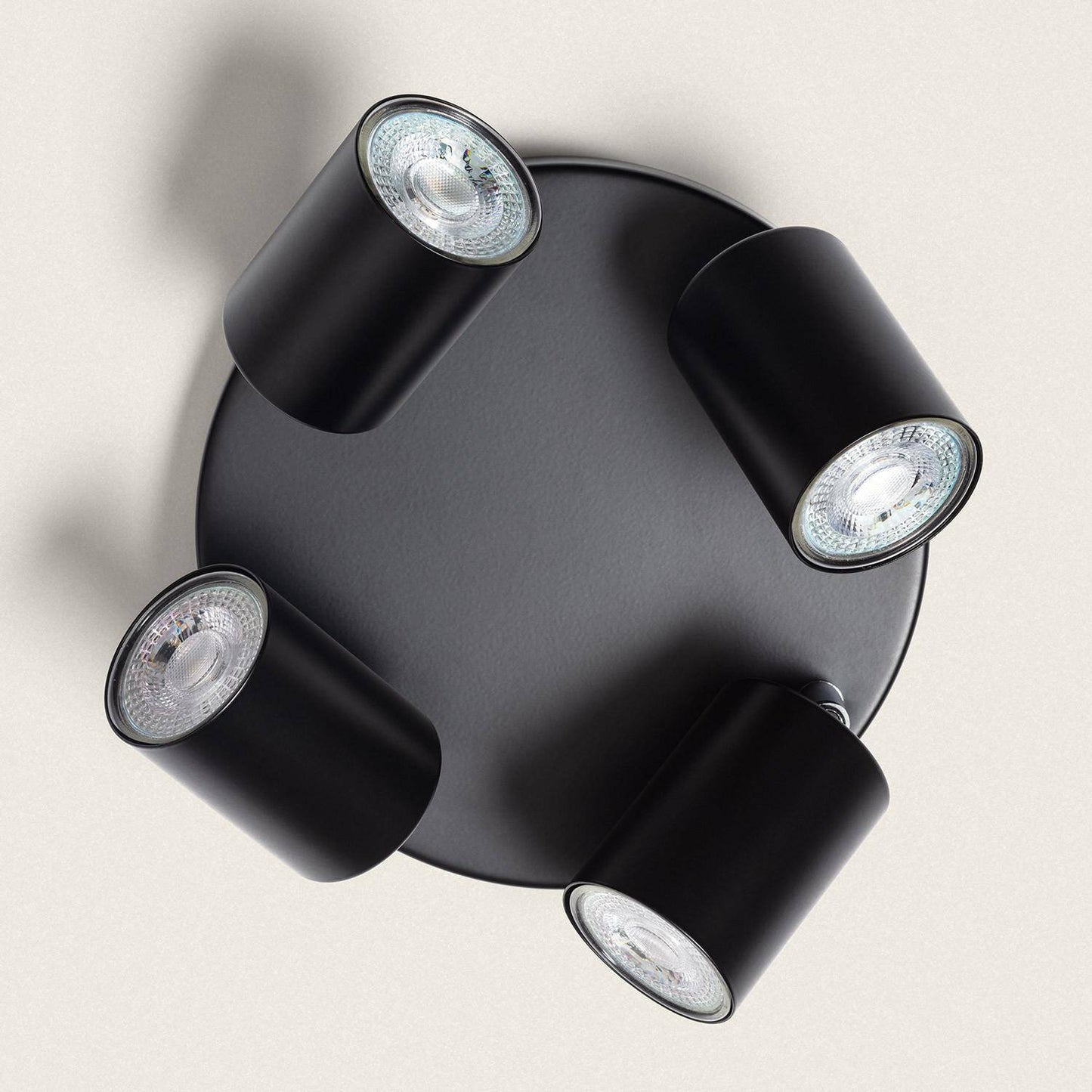 Plafonnier Orientable Métal Noir 4 Spots GU10, IP20