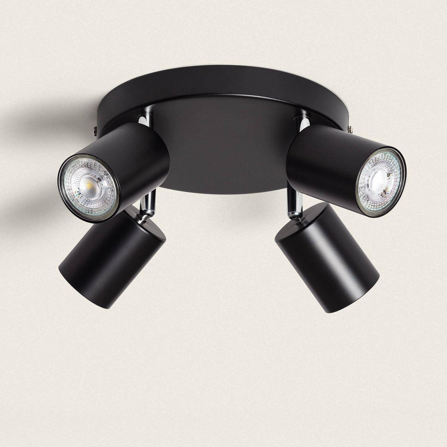 Plafonnier Orientable Métal Noir 4 Spots GU10, IP20