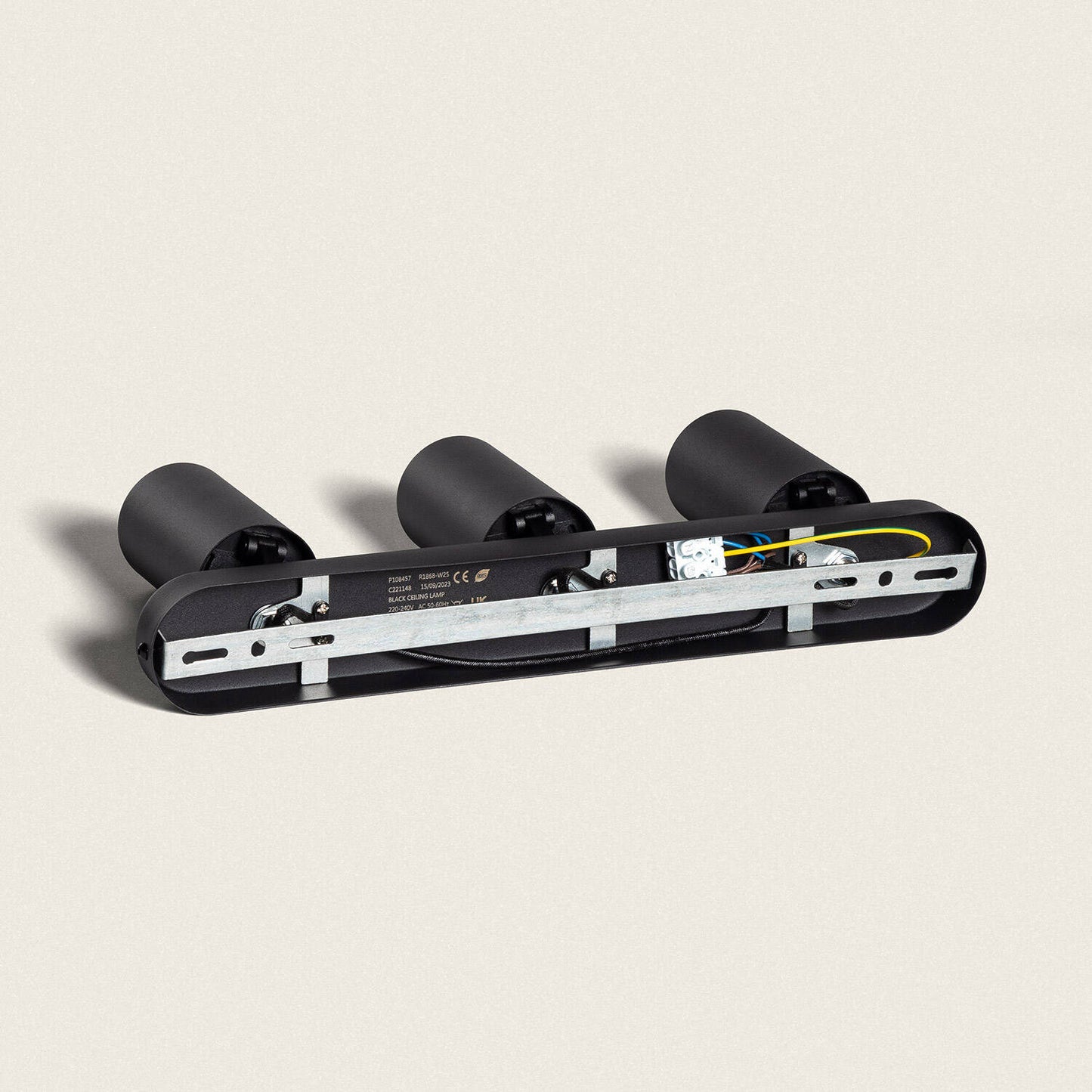 Plafonnier Orientable Emir 3 Spots, 40W, IP20, Noir, Installation en Saillie
