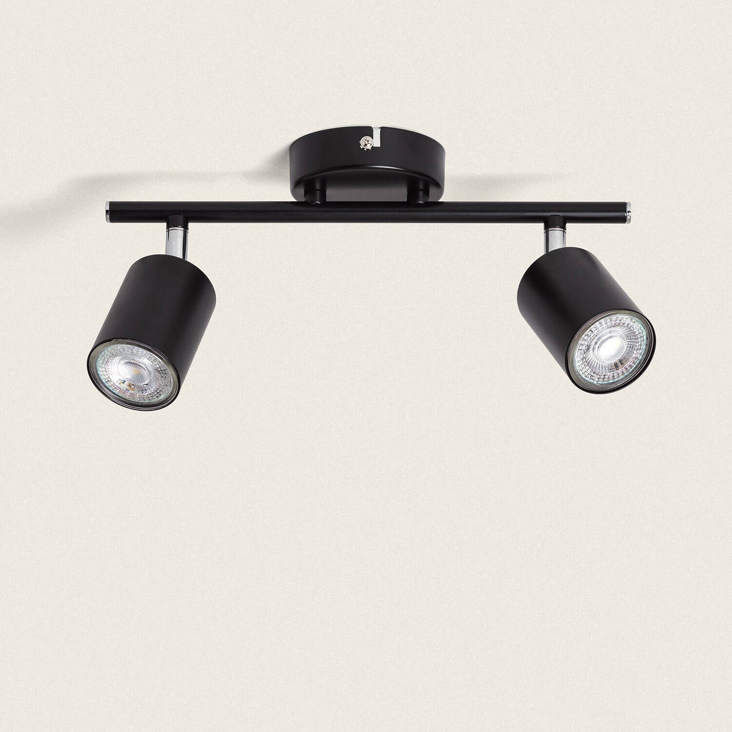 Plafonnier Orientable Métal 2 Spots Noir GU10 IP20