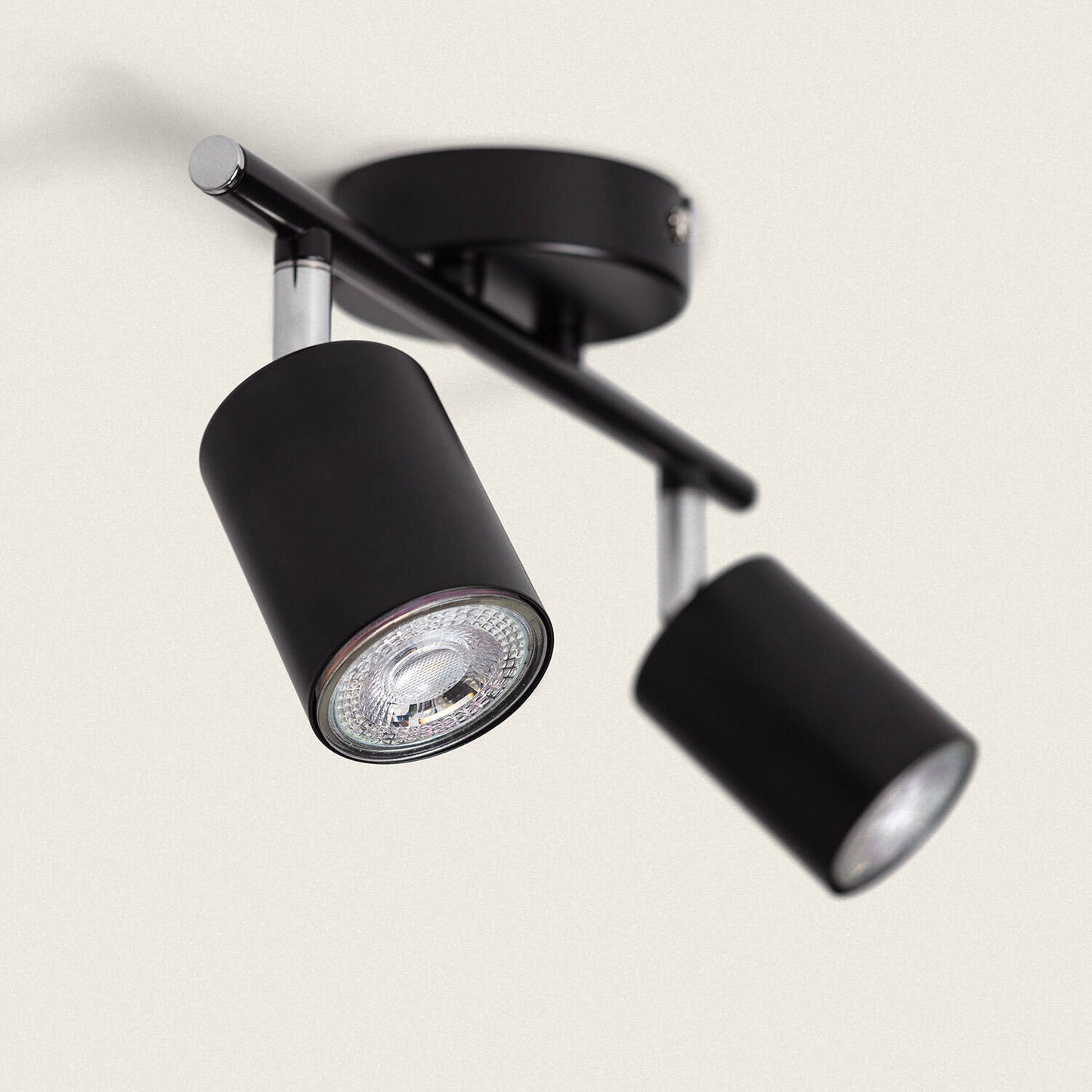 Plafonnier Orientable Métal 2 Spots Noir GU10 IP20