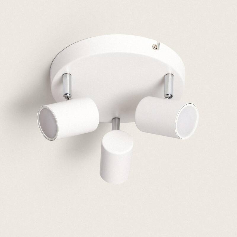 Plafonnier Rond Orientable 3 Spots GU10, 60W, IP20