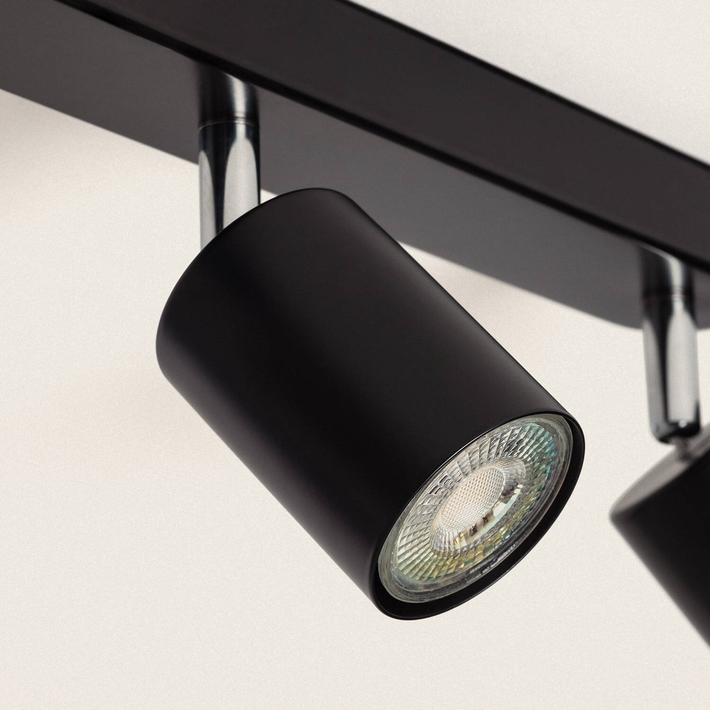 Plafonnier Orientable Métal 4 Spots GU10, IP20, 20W, Noir
