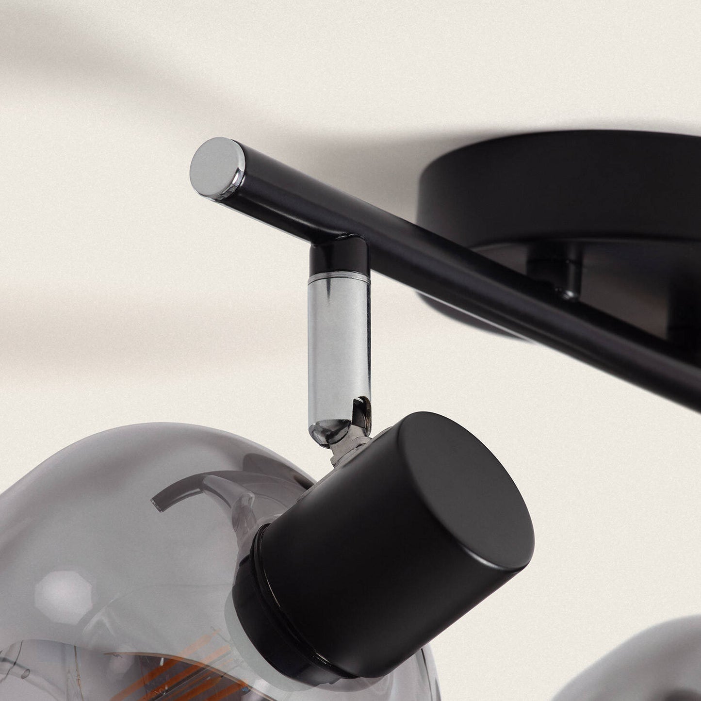 Plafonnier Orientable 2 Spots Métal et Verre, IP20, 20W, Intérieur