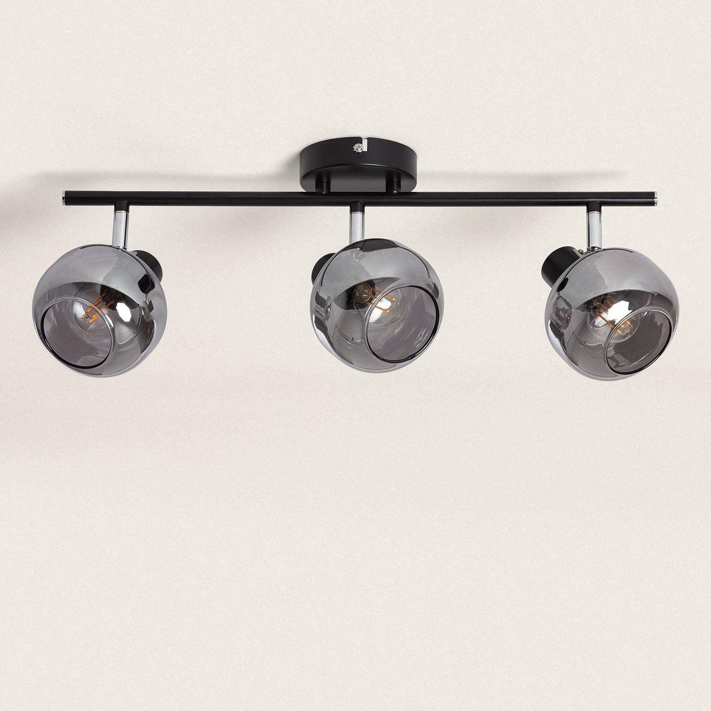 Plafonnier Orientable 3 Spots Métal et Verre IP20