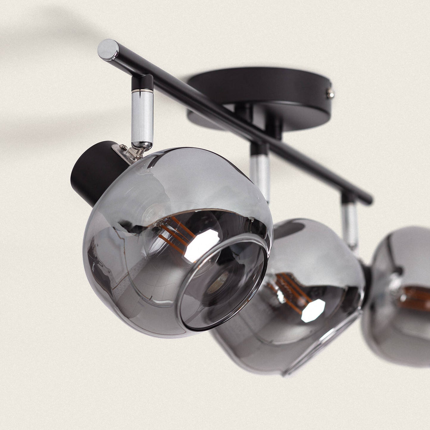 Plafonnier Orientable 3 Spots Métal et Verre IP20