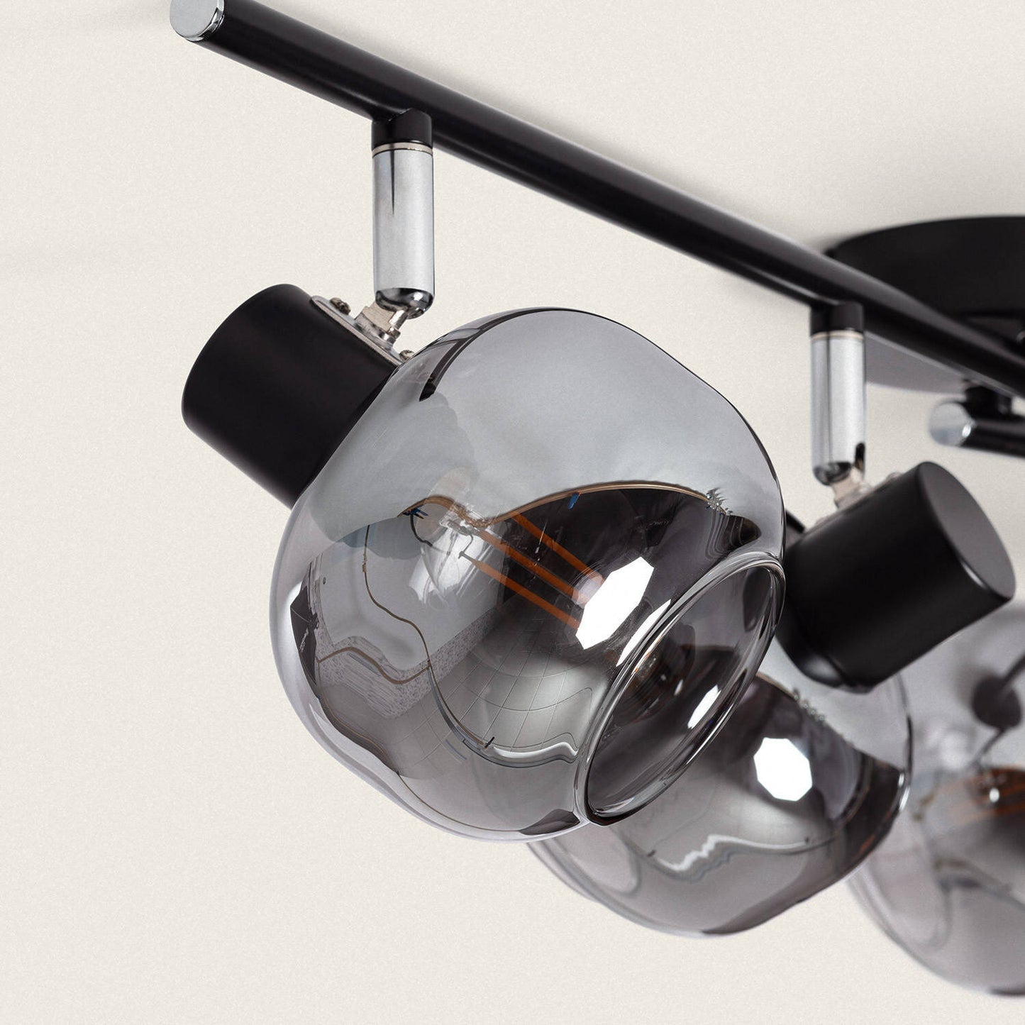 Plafonnier Orientable 4 Spots Métal et Verre, IP20, 20W