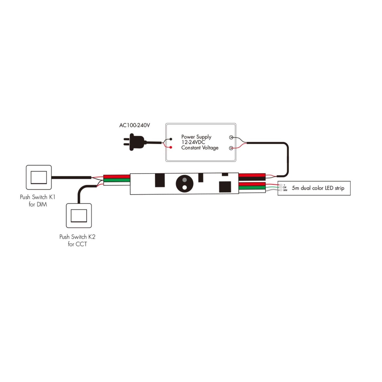 Kontaktloser Dimmerschalter für LED-Streifen, 72 W, IP20, für den Innenbereich