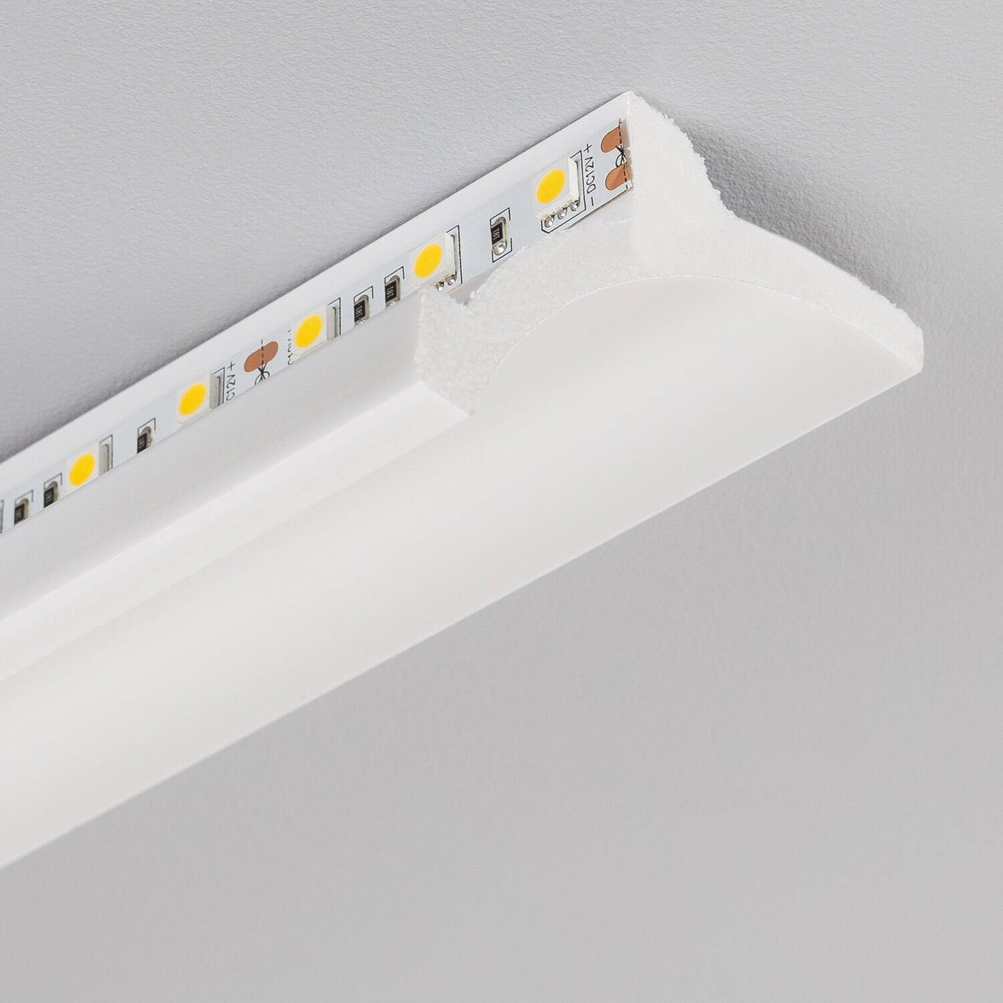 Moulure Arc 2m pour Ruban LED, Installation en Saillie, Blanc