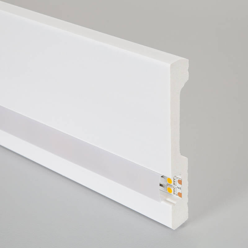 Moulure Plinthe Moderne pour Rubans LED, Installation en Saillie, Blanc, Multiples Tailles