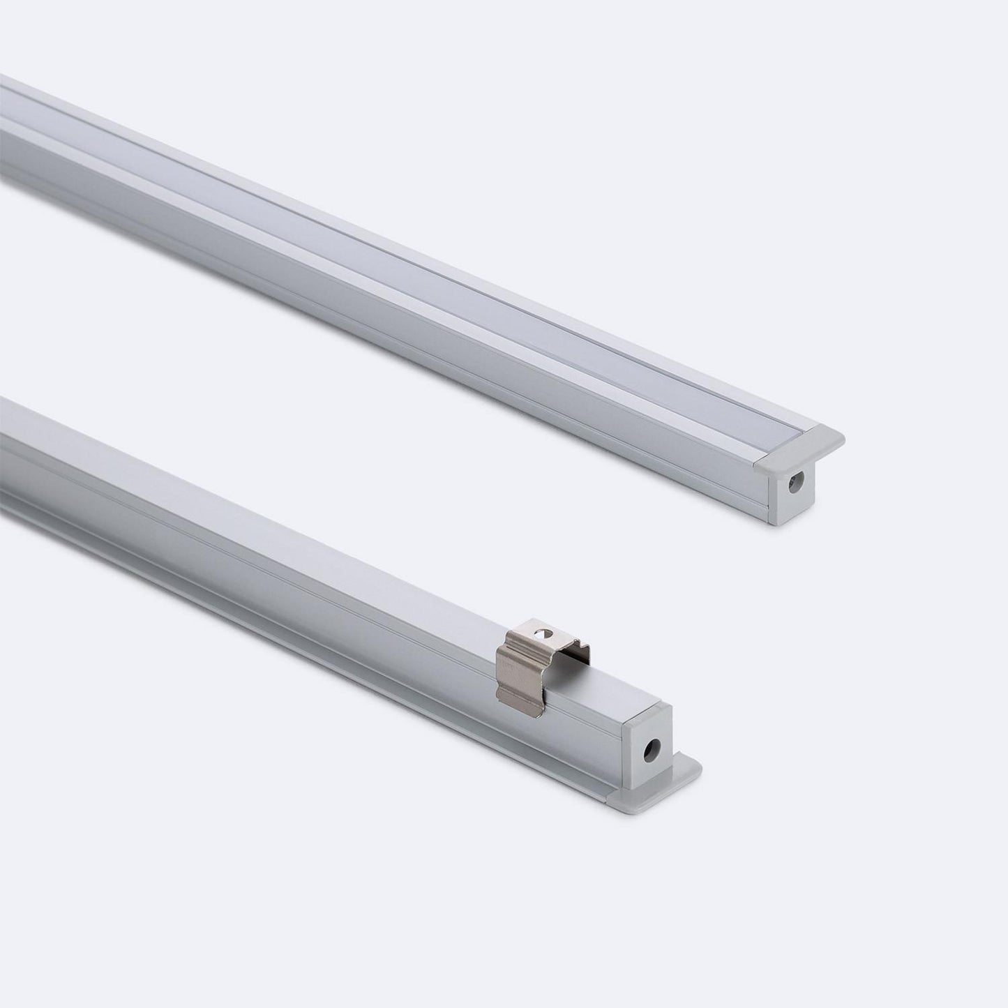 Profilé Aluminium Encastrable 2m pour Rubans LED, Capot Continu, jusqu'à 6mm